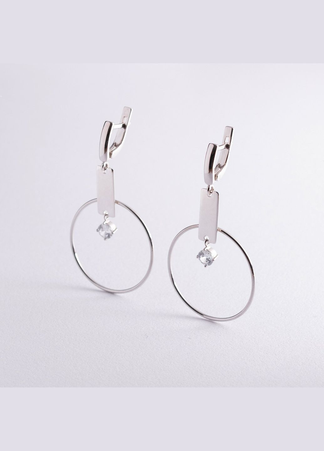 Серебряные серьги Геометрия с фианитами 4989 Oniks (264024143)