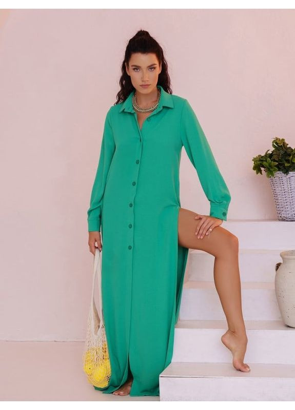 Зелена сукня 13521 зелена ISSA PLUS однотонна