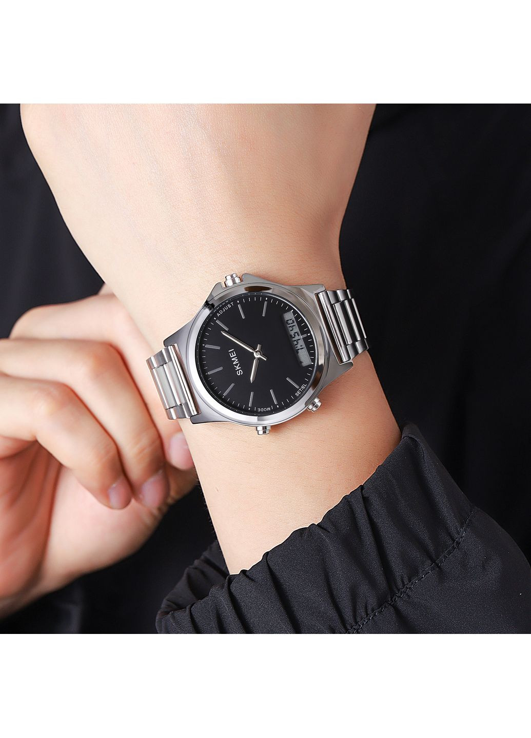 Годинник чоловічий кварцовий сріблястий водонепроникний з будильником і календарем ProDobro (367266948)