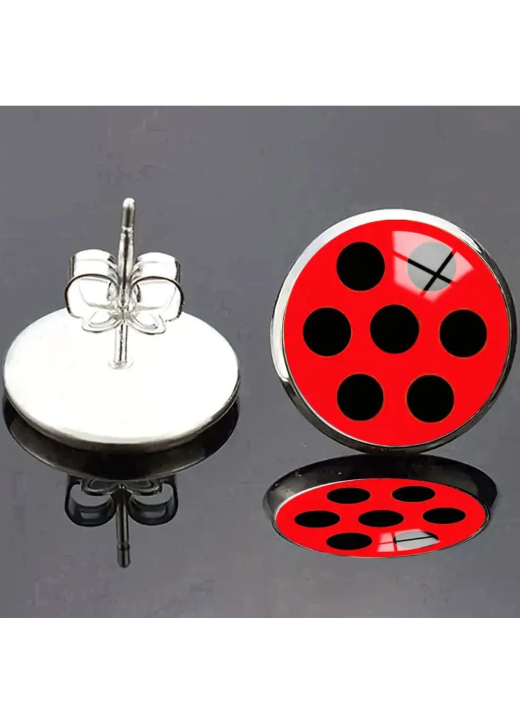 Серьги для девочек в горошек 12 мм красно-черный Jannet Сережки (361286320)