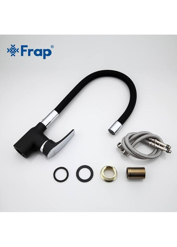 Смеситель для кухни F4453-04 с гибким изливом, черный/хром Frap (373266929)