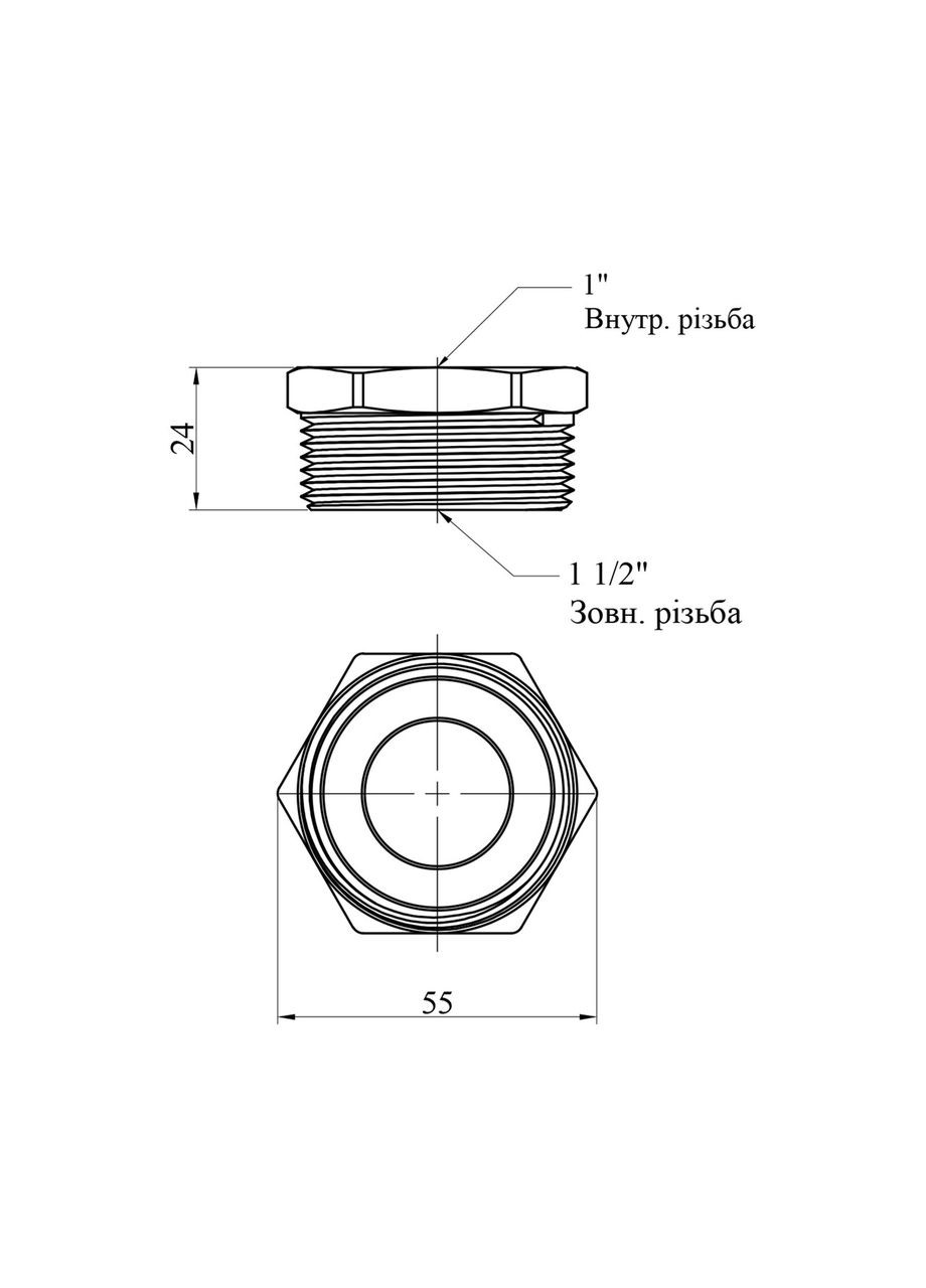 Футорка усиленная 1 1/2"х1" ЗВ латунная УК0722-В Lexline (332971311)