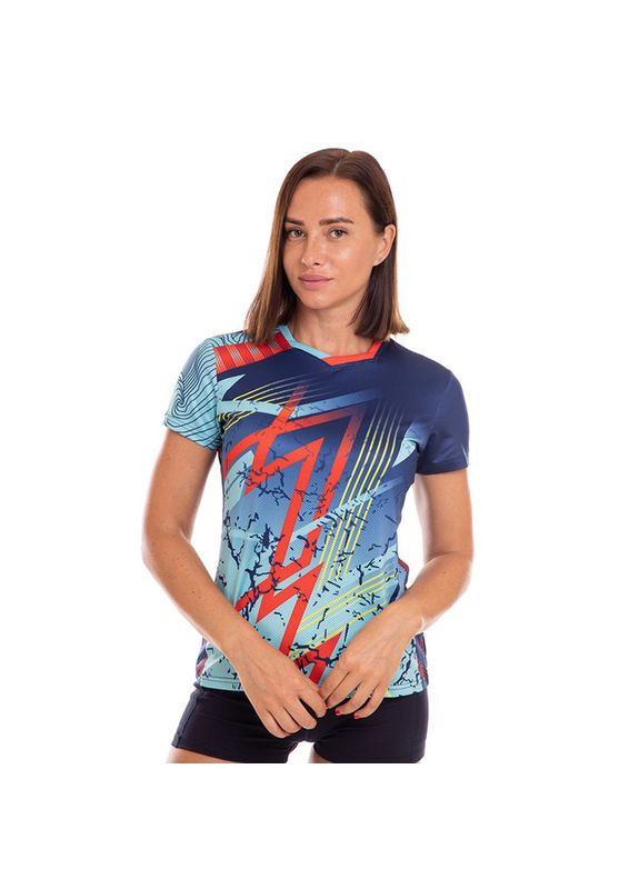 Комбинированная летняя футболка женская спортивная ld-7330 темно-синий-голубой (06506051) Lingo