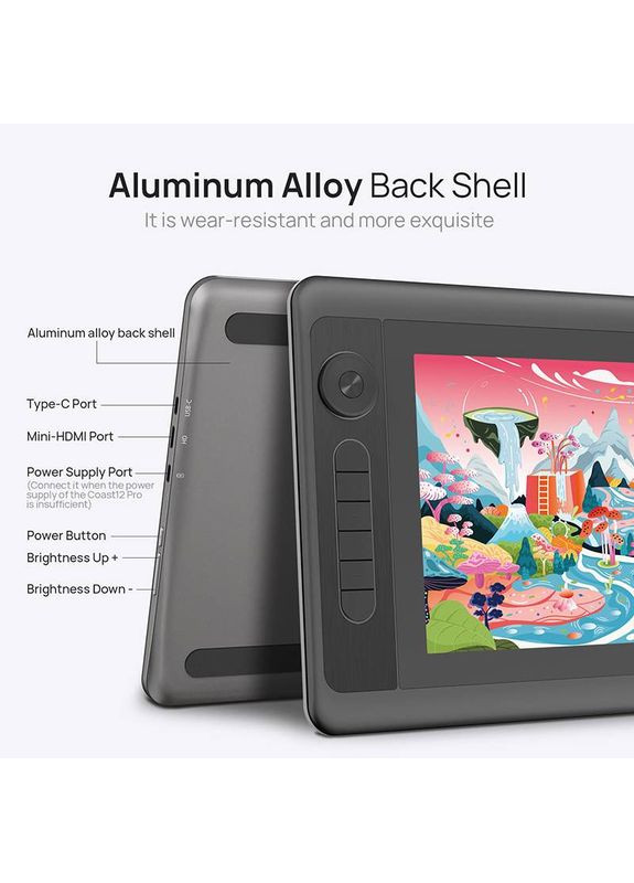 Графический планшет Coast 12 Pro Gen2 + перчатка Black (COAST12PROG2) Parblo (323127953)