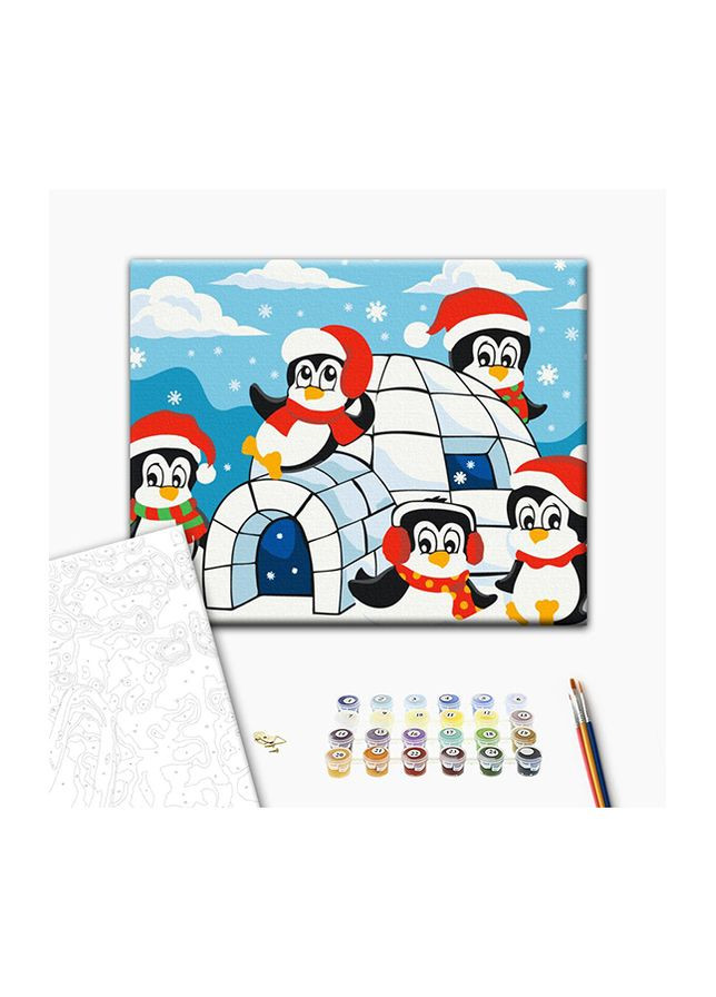 Картина за номерами Хатинка пінгвінів колір різнокольоровий ЦБ-00238289 Brushme (292251950)