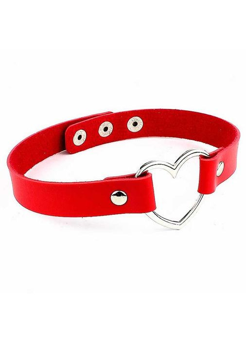 Шкіряний чокер із сердечком - Червоний - Садо-мазо No Brand (367165924)