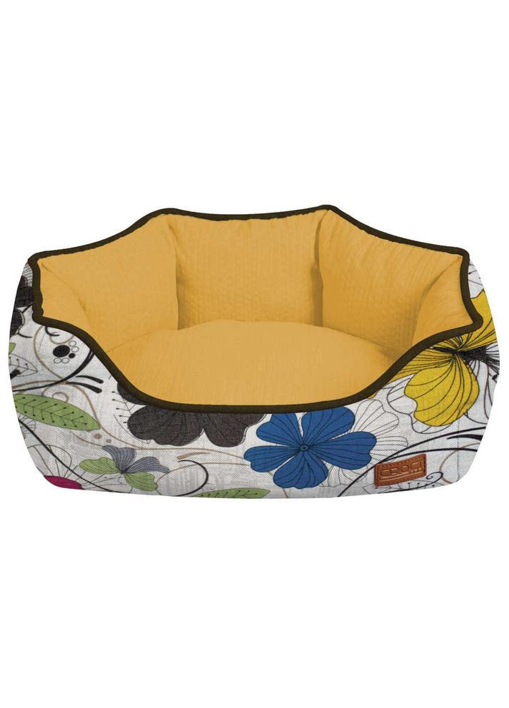 Лежак для тварини COZY, овальний, помаранч / квіти, 85х66х23см (*) Flo (304424454)