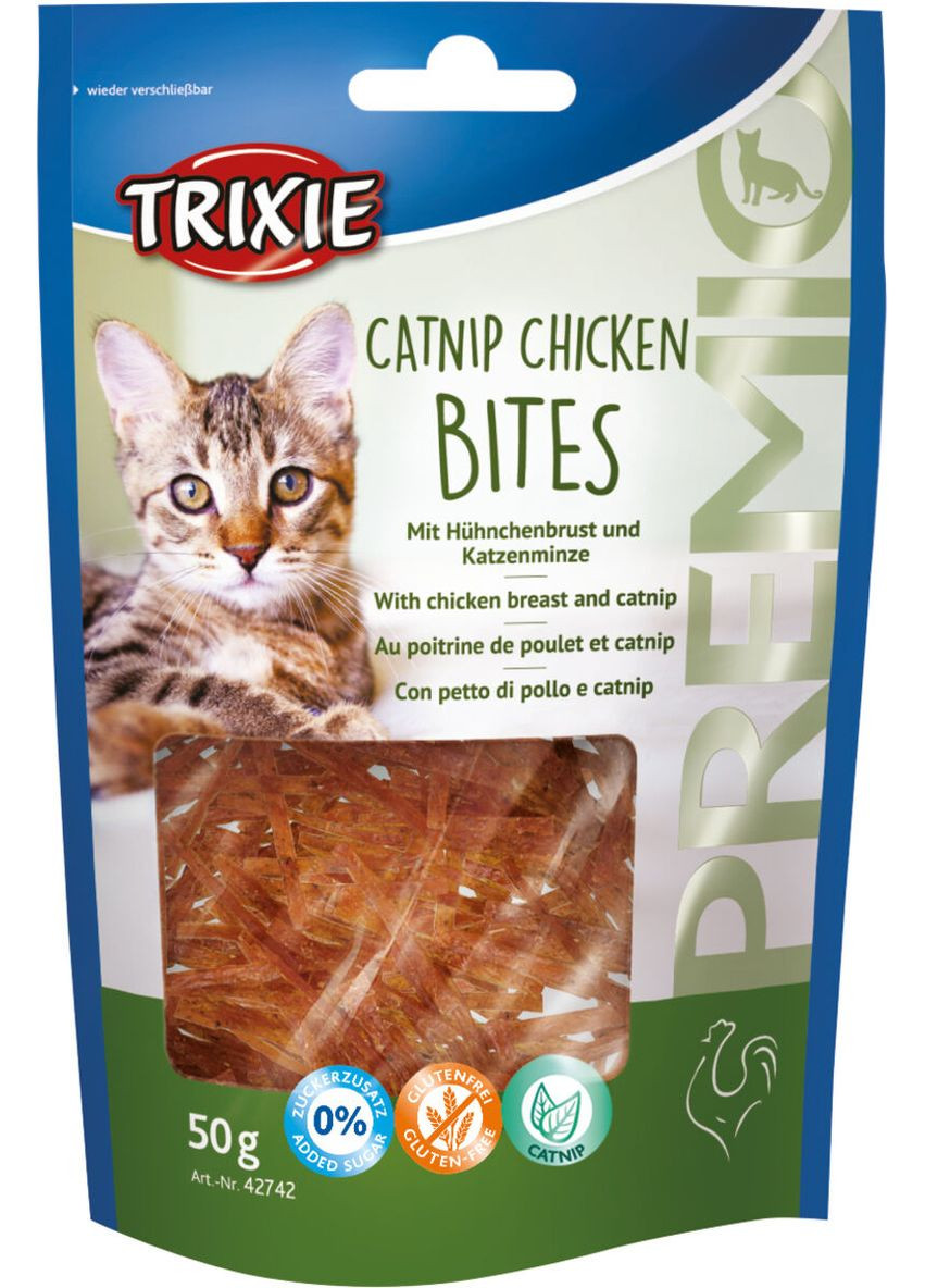Ласощі для кішок Premio Catnip Chicken Bites куряче філе/котяча м'ята 50 г (4011905427423) Trixie (279562133)