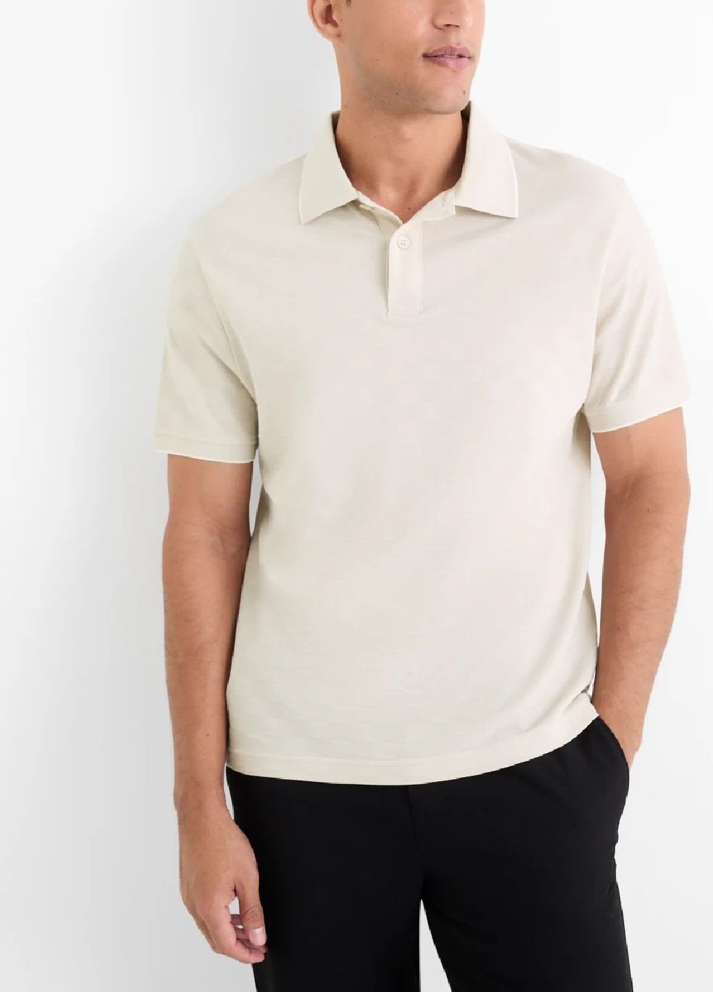 Светло-бежевая футболка-поло для мужчин C&A однотонная