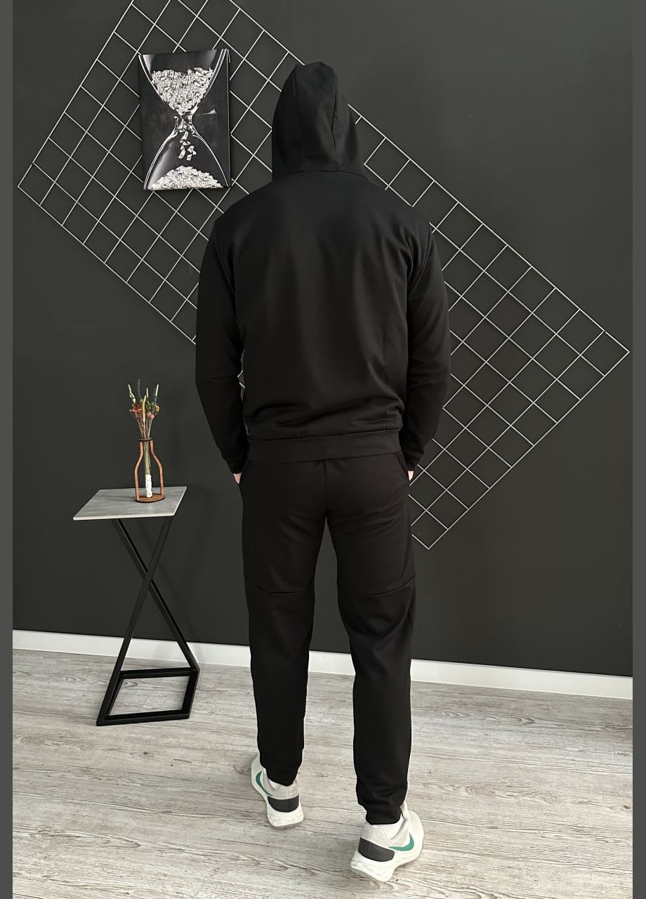 Чорний демісезонний демісезонний спортивний костюм навушники чорний худі + штани (двонитка) Vakko