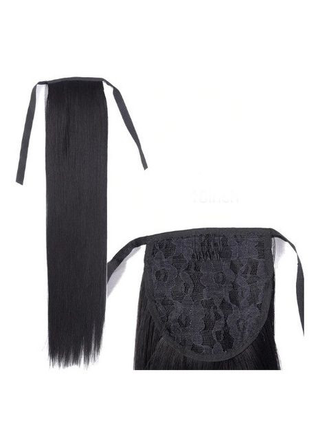 Шиньйон чорний прямий хвіст на стрічці No Brand (355802266)