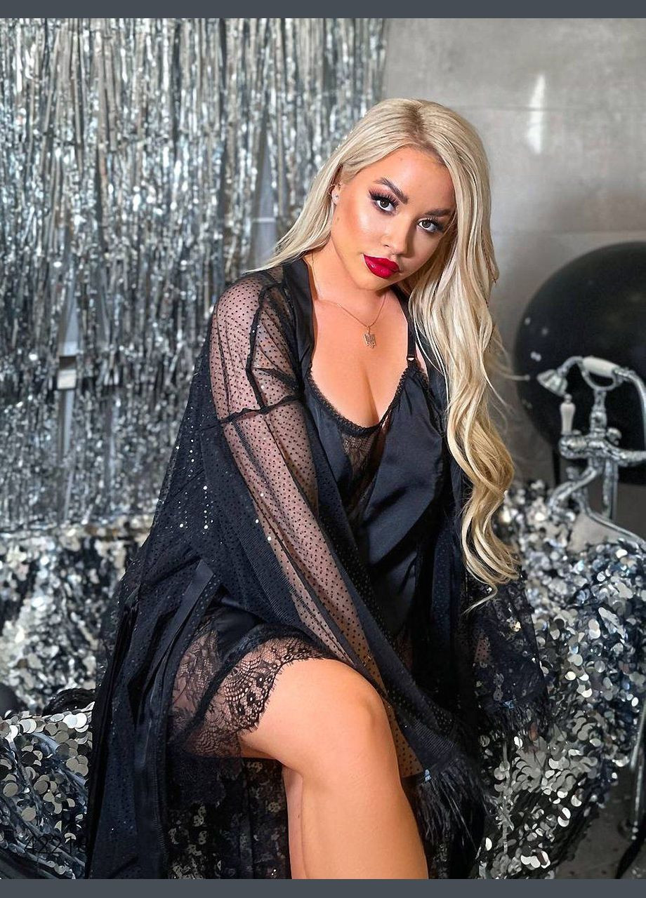 Ночная шелковая рубашка на бретелях Liton (302905847)