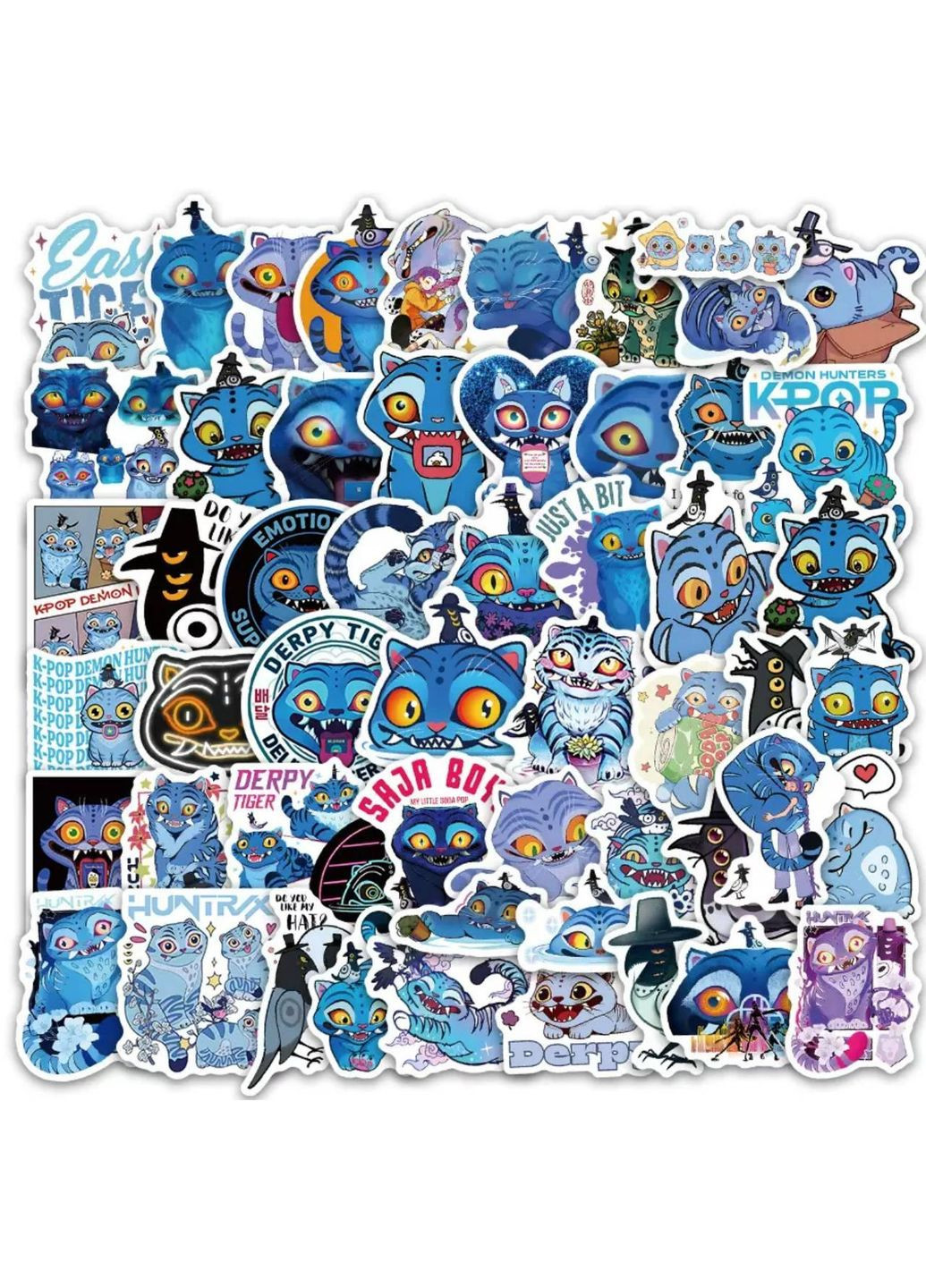Набор наклеек K-pop Demon Hunters Derby, синий тигр, 55 шт No Brand (372736801)