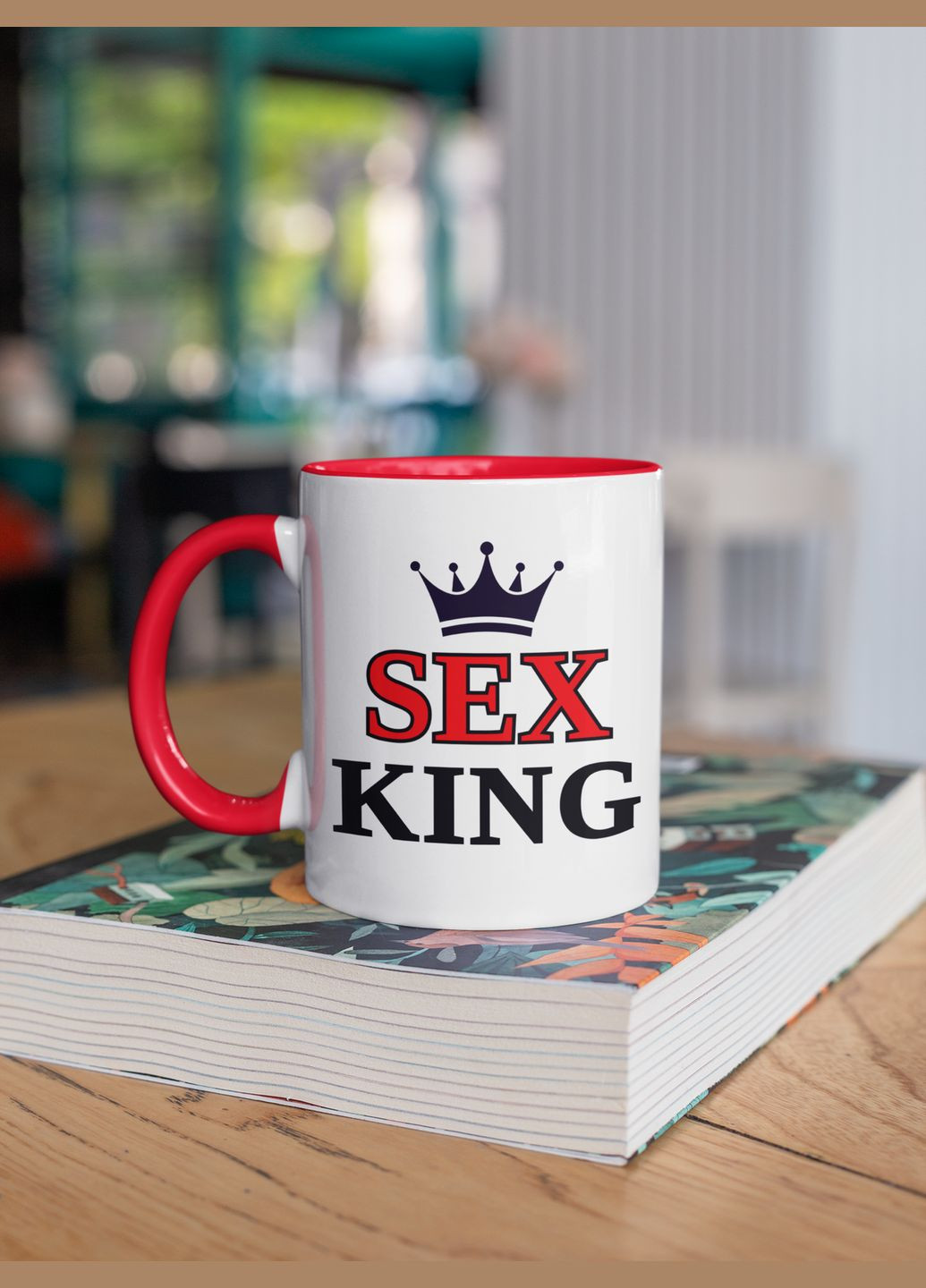 Чашка керамічна з принтом "Sex King" 330 мл, біла з червоною ручкою No Brand (326809628)