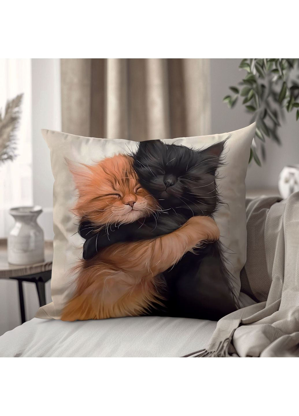 Подушка плюшевая смешная с приколом с Котом от 33×33 см, 3D принт / 1306333UA WONKEY (359448032)