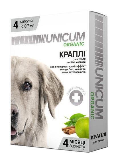 Краплі ORGANIC від бліх та кліщів для собак Unicum (315598803)