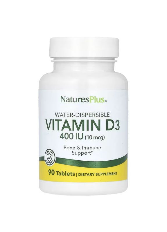 Вітамін D3 Vitamin D3 400 IU Water-Dispersible 90 Tablets Nature's Plus (304030377)