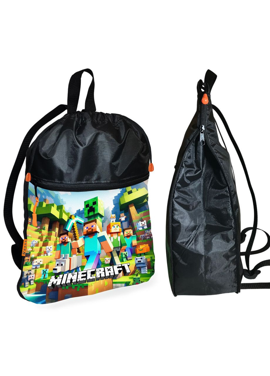 Рюкзак-мешок для обуви,спортивной формы Майнкрафт "Minecraft" детская сумка для сменки с расширителем (1454) No Brand (325450345)