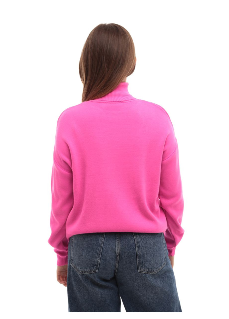 Розовый зимний свитер женский розовый с горлом укороченный однотонный джемпер Karon Вільна