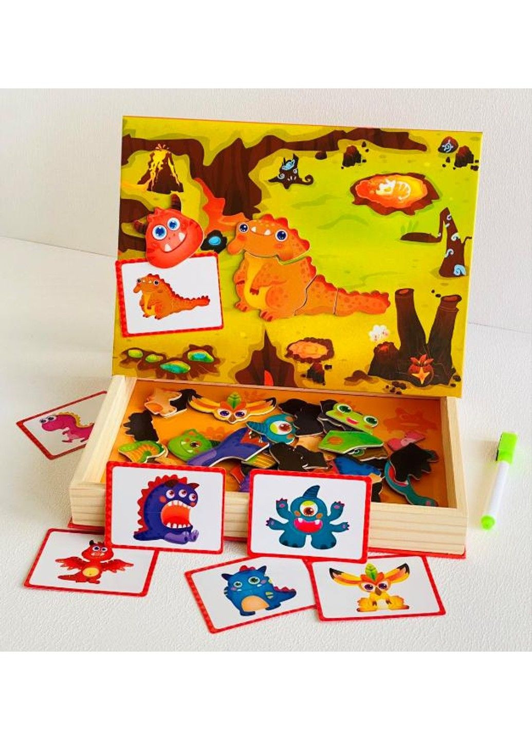 Деревянная Магнитная доска Мозаика с маркером "Монстрики" No Brand (297201176)