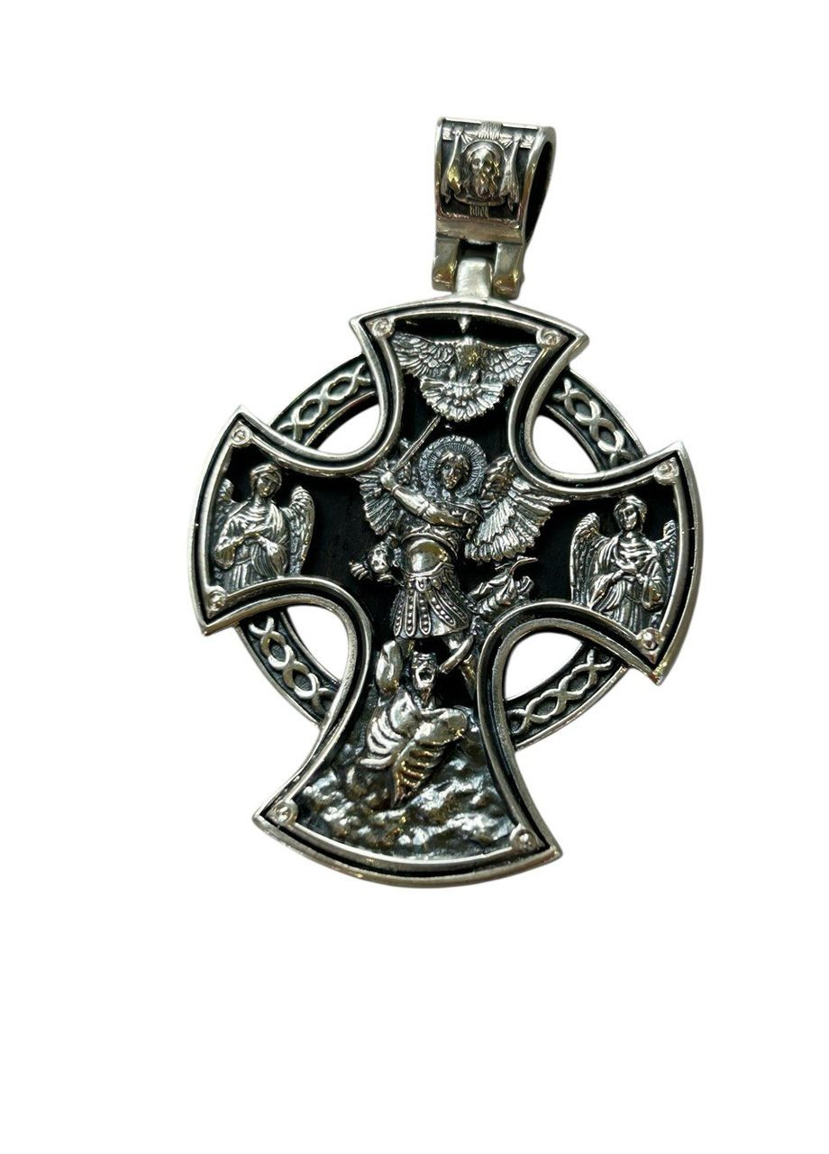 Крестик серебряный с эбеновым деревом двусторонний 2062 No Brand (332793375)