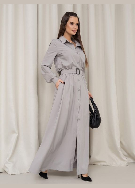 Серое платье 14460 серое ISSA PLUS однотонное