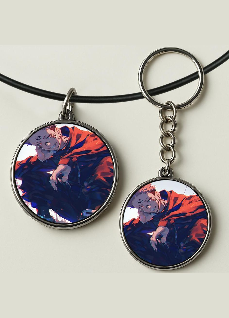 Набор подвеска (кулон) и брелок Аниме Магическая битва #05 (подарочный набор) No Brand (332633487)