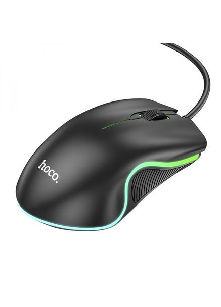 Проводная оптическая USB мышь компьютерная GM19 RGB подсветка Черная Hoco (298423845)