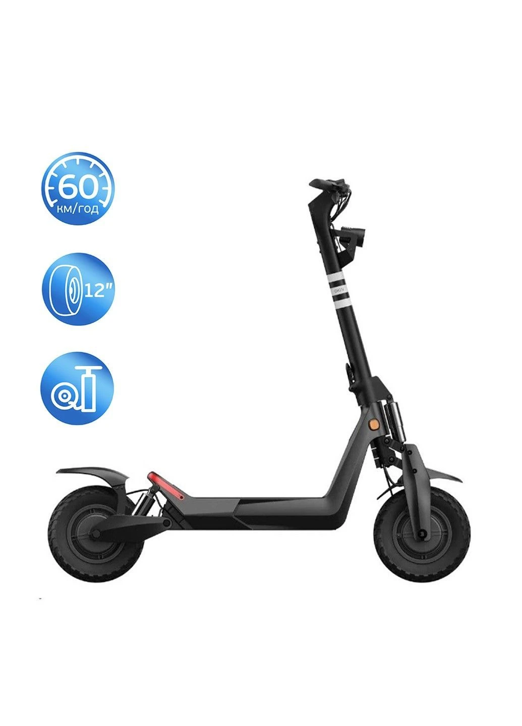Электросамокат ES800 Panther Off-Road Black 12", 1500(3000)W, Dual Motor, 19.2Ah, 50km, 60km\h, 35%, NFC, App, 43kg OKAI (391038455)