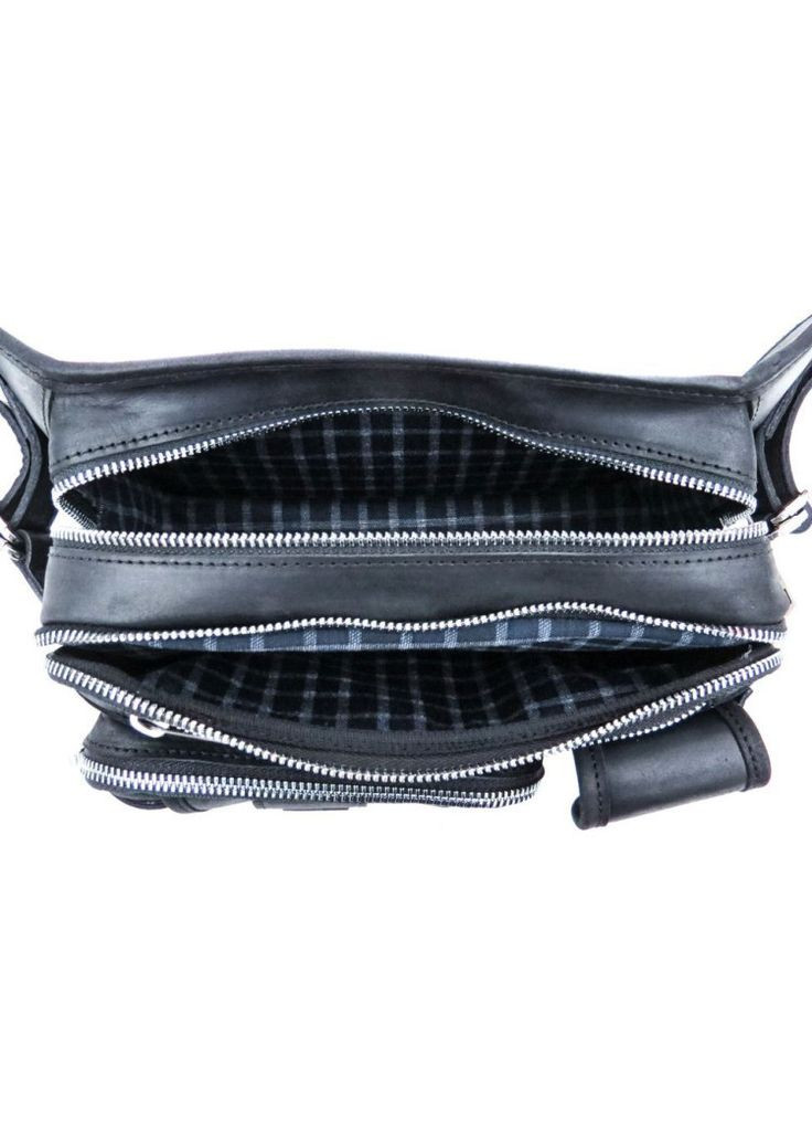 Мужская поясная сумка из натуральной кожи с тремя крупными отделениями черная TARWA (302315105)