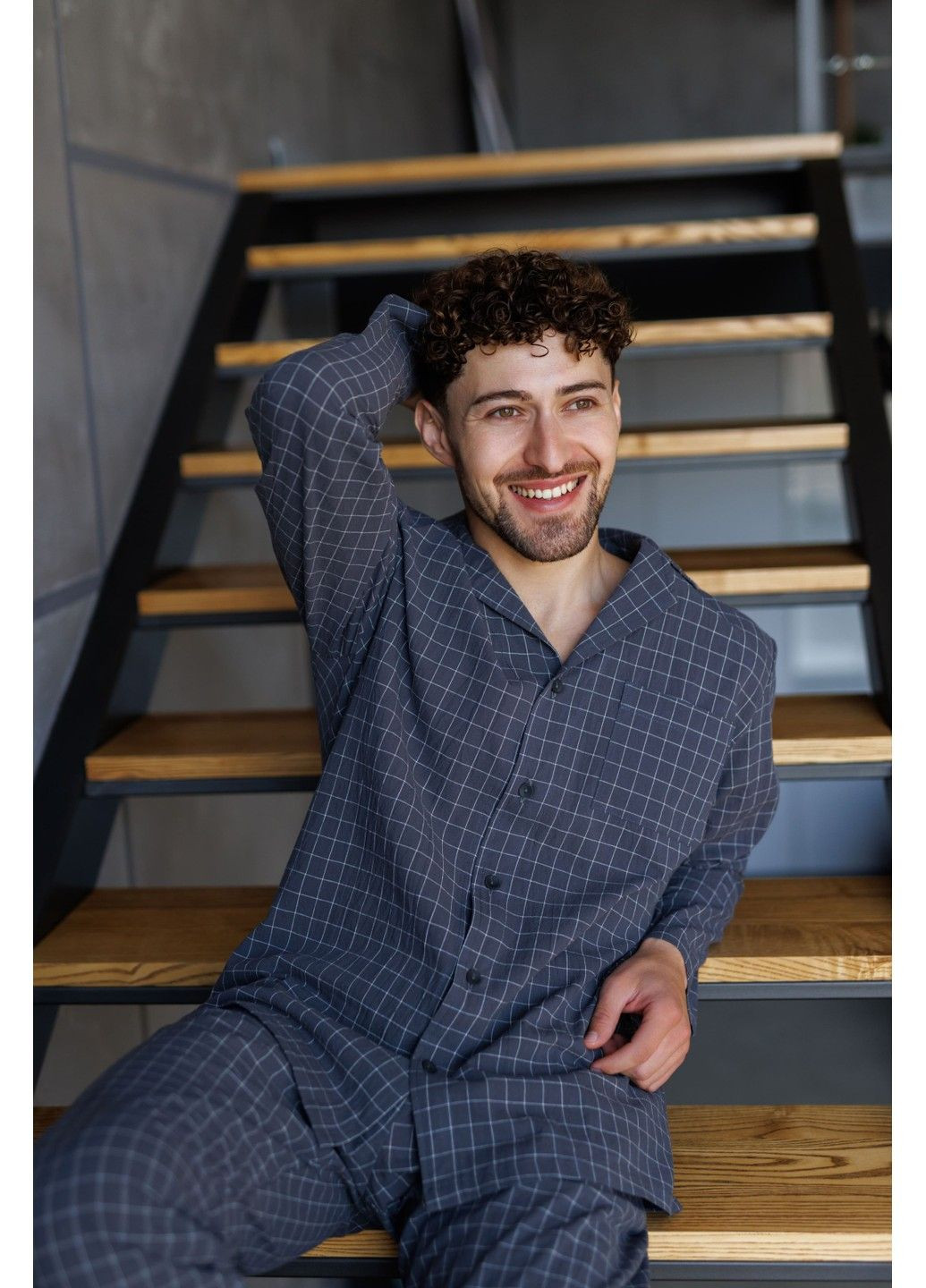 Піжама чоловіча в клітинку варена бавовна HOMELY графіт Handy Wear (324271025)