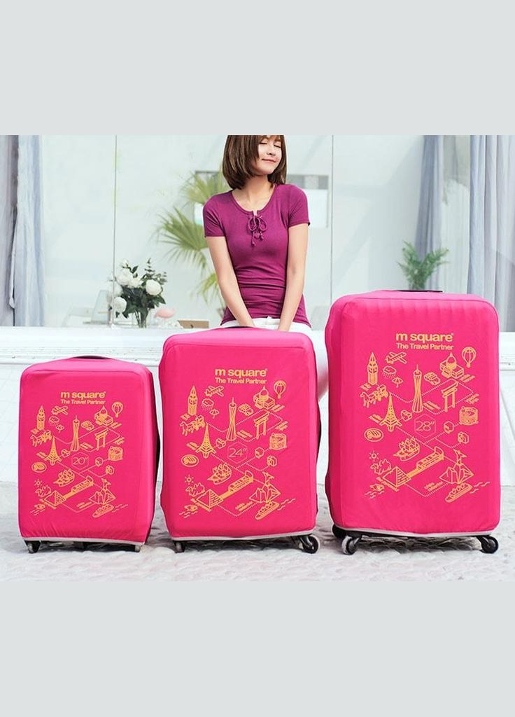 Чохол на валізу (S) (рожевий із принтом) M Square (298410179)