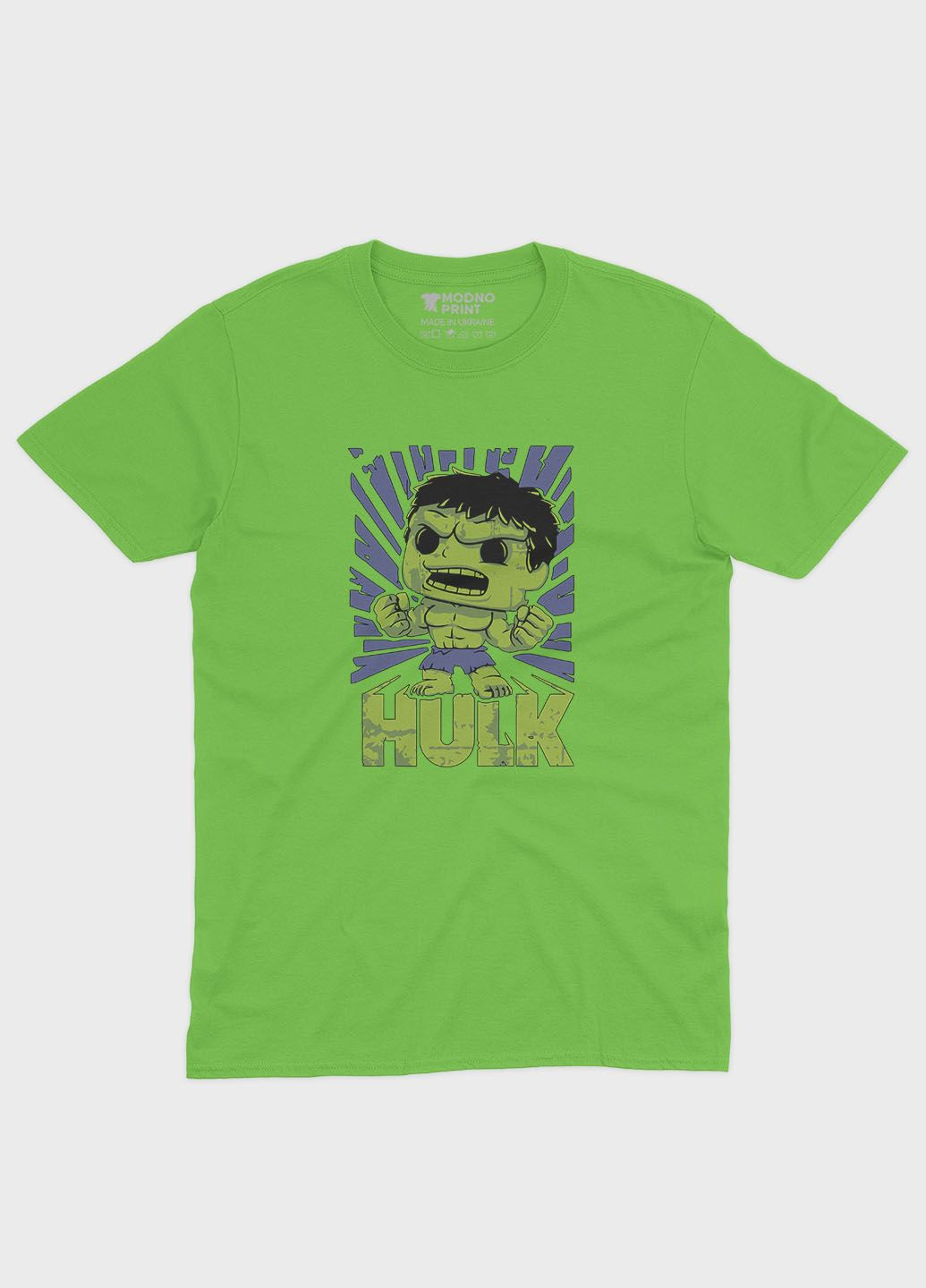 Салатова демісезонна футболка для хлопчика з принтом супергероя - халк (ts001-1-kiw-006-018-014-b) Modno
