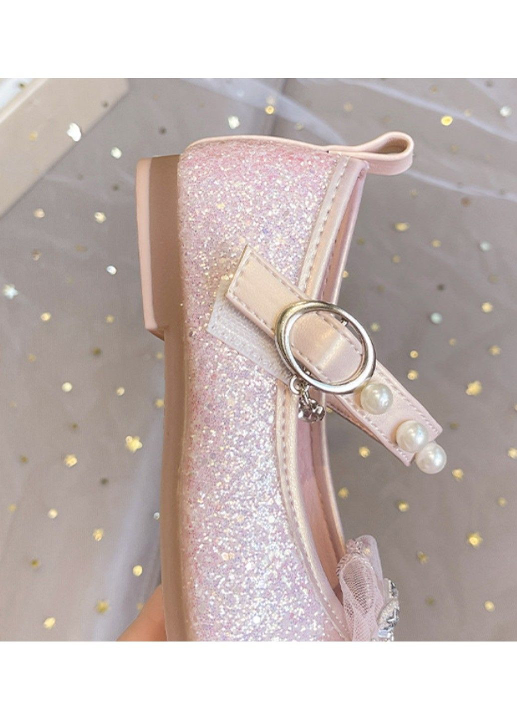 Розовые детские туфли блестящие No Brand