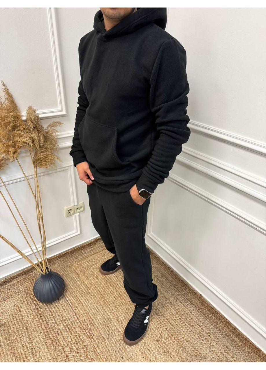 Чорний демісезонний чоловічий флісовий костюм брючний Avanti