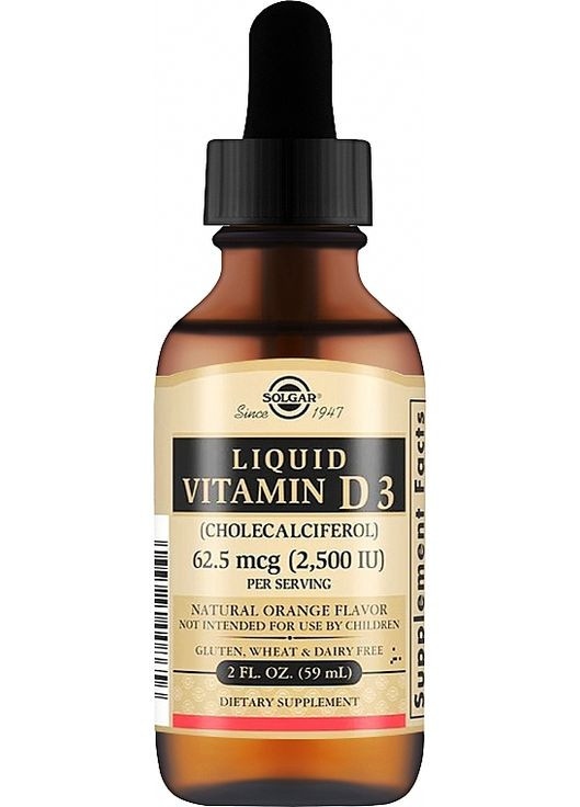 Жидкий витамин D3 2500 IU 62.5 мкг 59ml (1069542-31160884) Solgar (368601035)