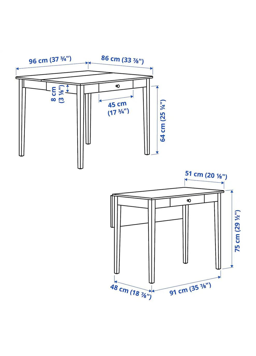 Стіл з відкидною стільницею ІКЕА IDANAS 51/86х96 см (00487652) IKEA (278405919)