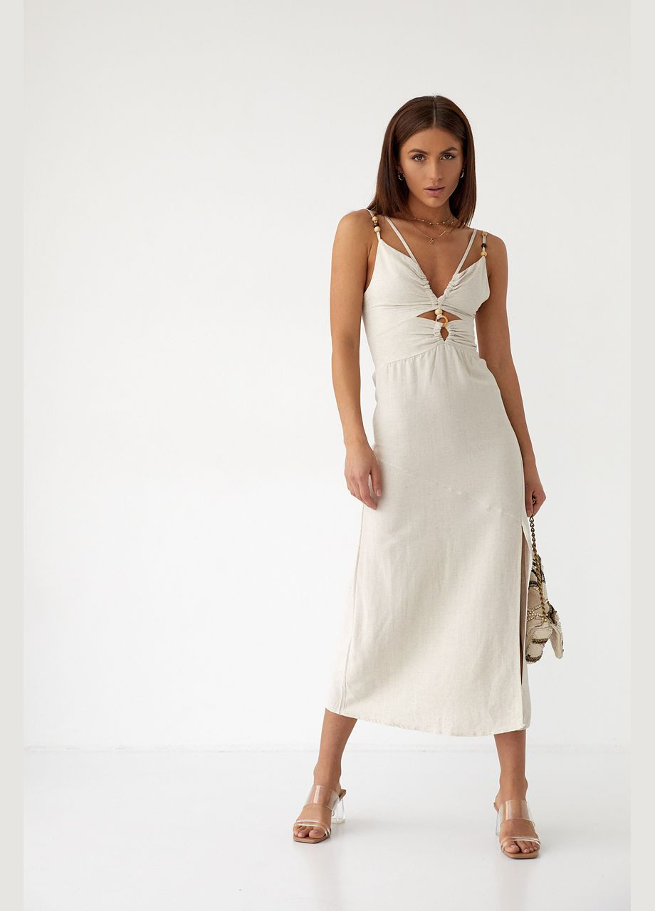 Оригінальний сарафан міді прикрашений дерев'яними намистинами Liton (296908978)