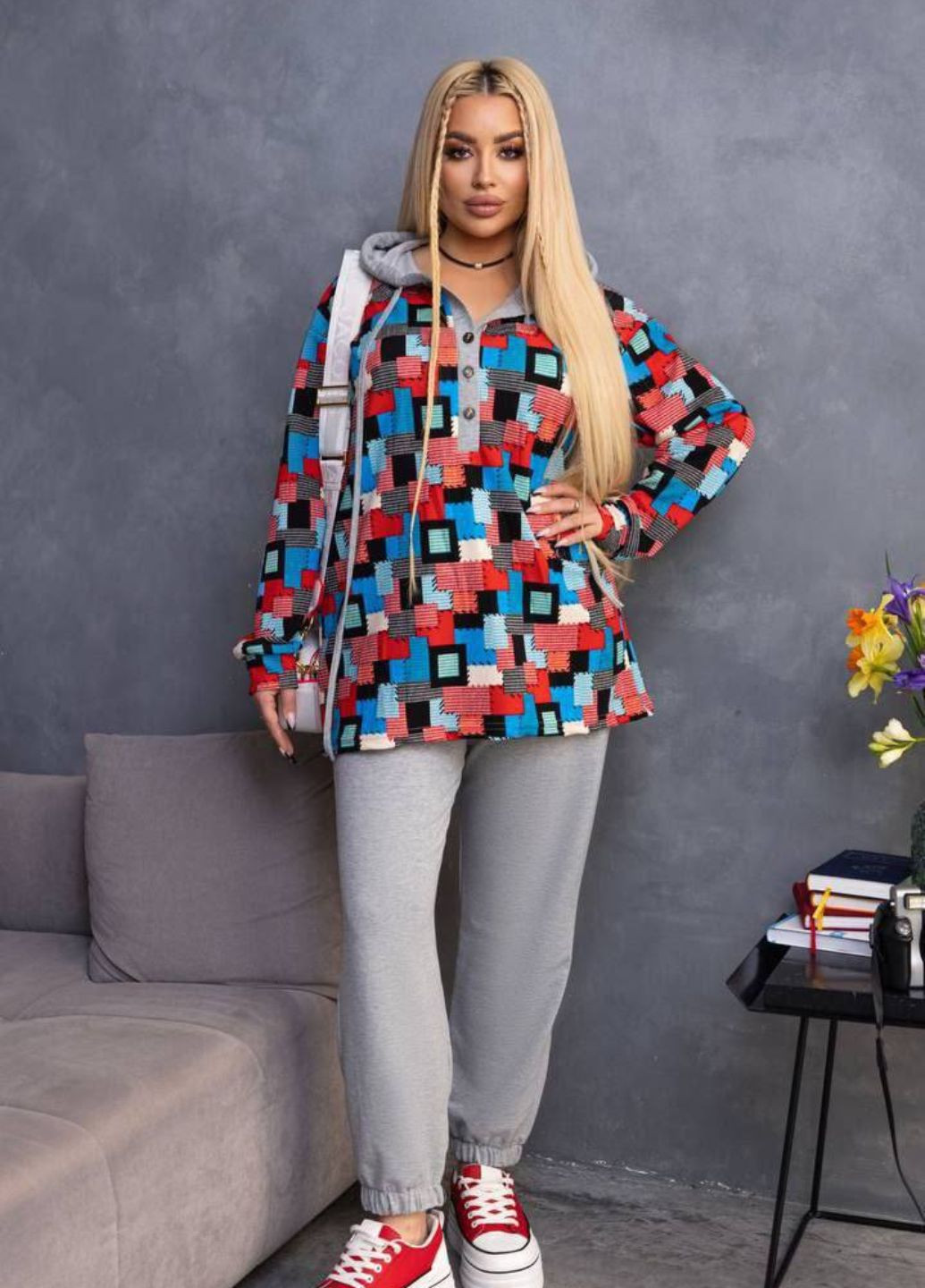 Костюм двойка: Удлиненная худые с капюшоном и брюки. Allthings (322440596)