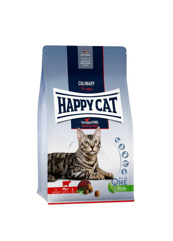 Сухой корм с говядиной для взрослых котов Culinary Adult Voralpen-Rind - 4 кг Happy Cat (327055432)