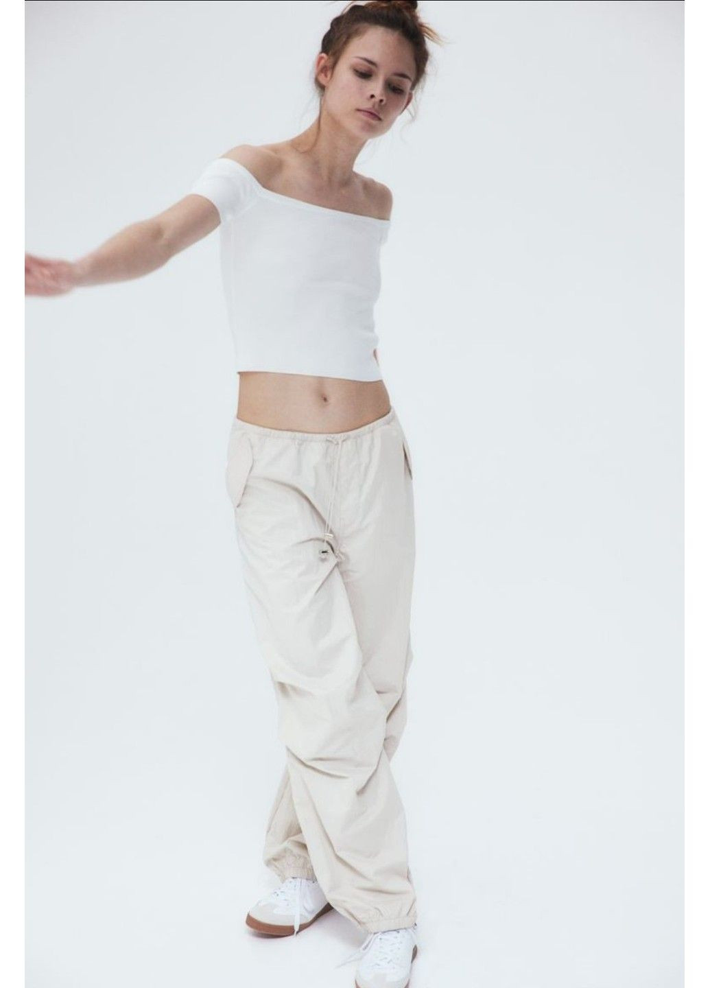 Жіночі штани-парашути Н&М (56800) XS Світло-бежеві H&M (285734952)