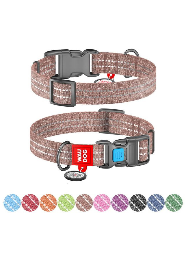 Нашийник для собак із відновленої бавовни WAUDOG Re-cotton з QR паспортом, світловідбиваючий, пластиковий фастекс, Ш 25 мм, Дов No Brand (363198205)