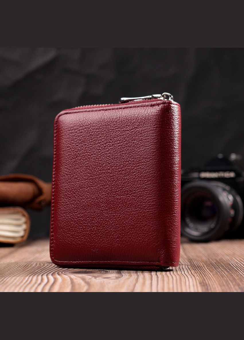 Жіночий гаманець із натуральної шкіри з монетницею 22450 Бордовий st leather (306881481)