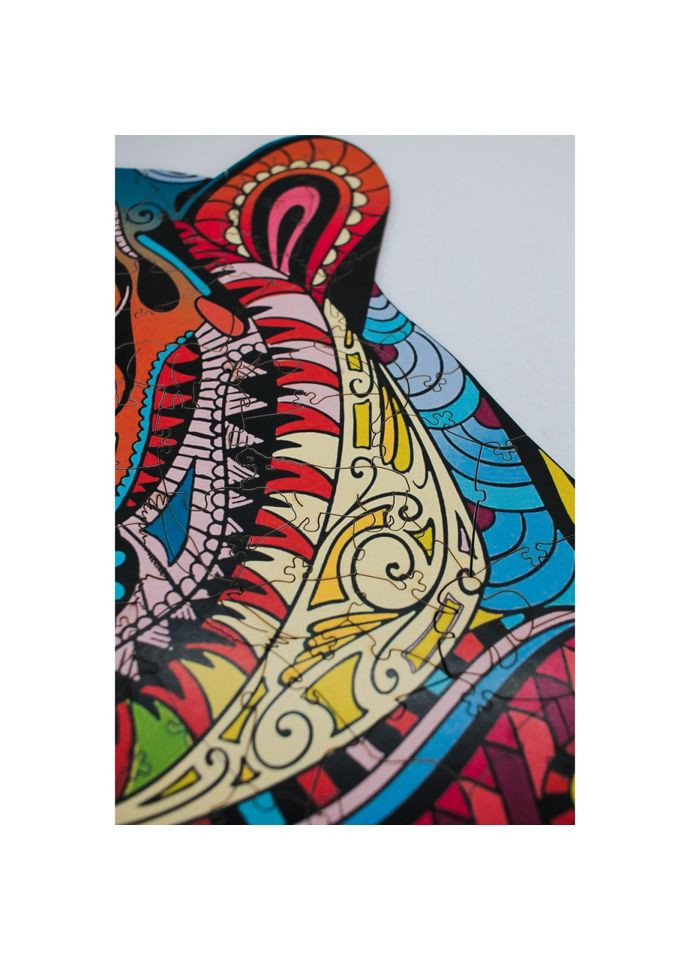 Фігурний дерев'яний пазл A3 "Загадковий тигр" PuzA3-03110, 129 деталей PuzzleOK (344447741)