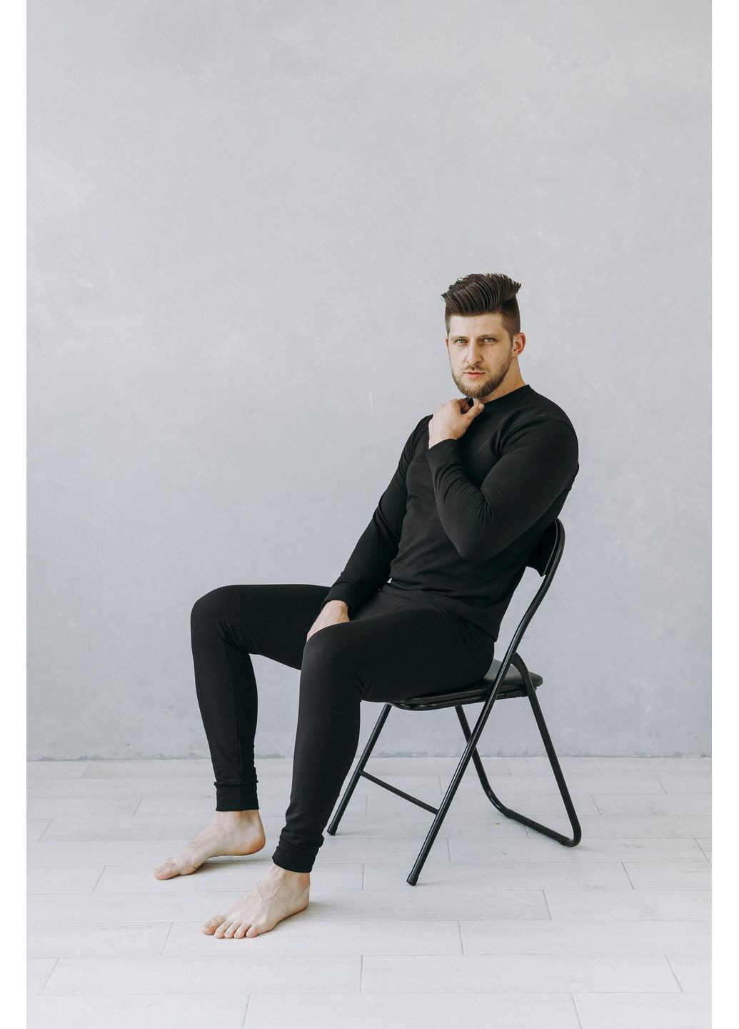 Термобелье мужское черное на флисе БАТАЛ No Brand (362193115)