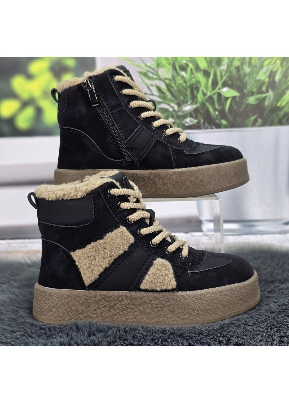 Черные повседневные зимние ботинки детские для девочки зимние Bessky