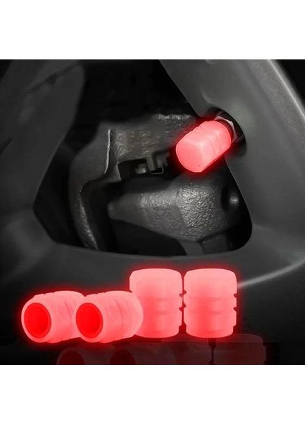 Флуоресцентні ковпачки на ніпель для велосипеда машини самокату набір з 10 шт червоний (RT050781-10) Bluefield (334012002)