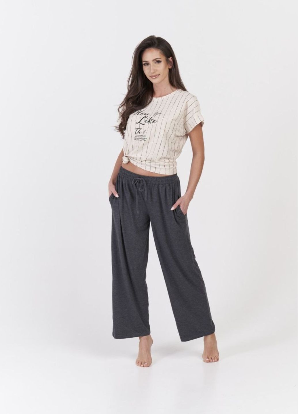 Серо-бежевая всесезон пижама женская Nicoletta