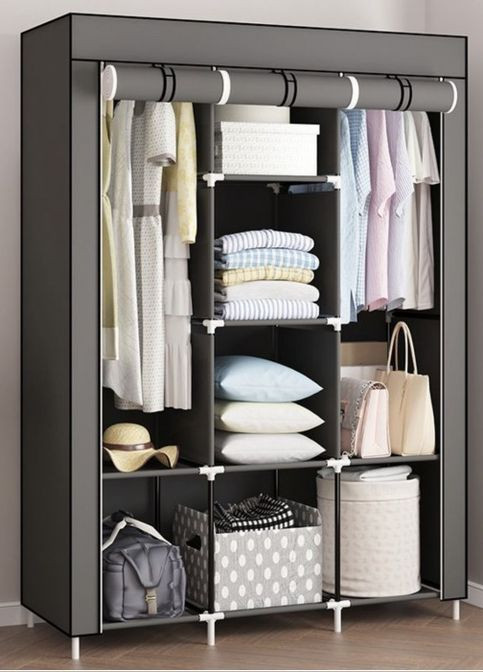 Тканевый складной шкаф органайзер для одежды на 3 секции большой шкаф для вещей Серый No Brand (282627325)