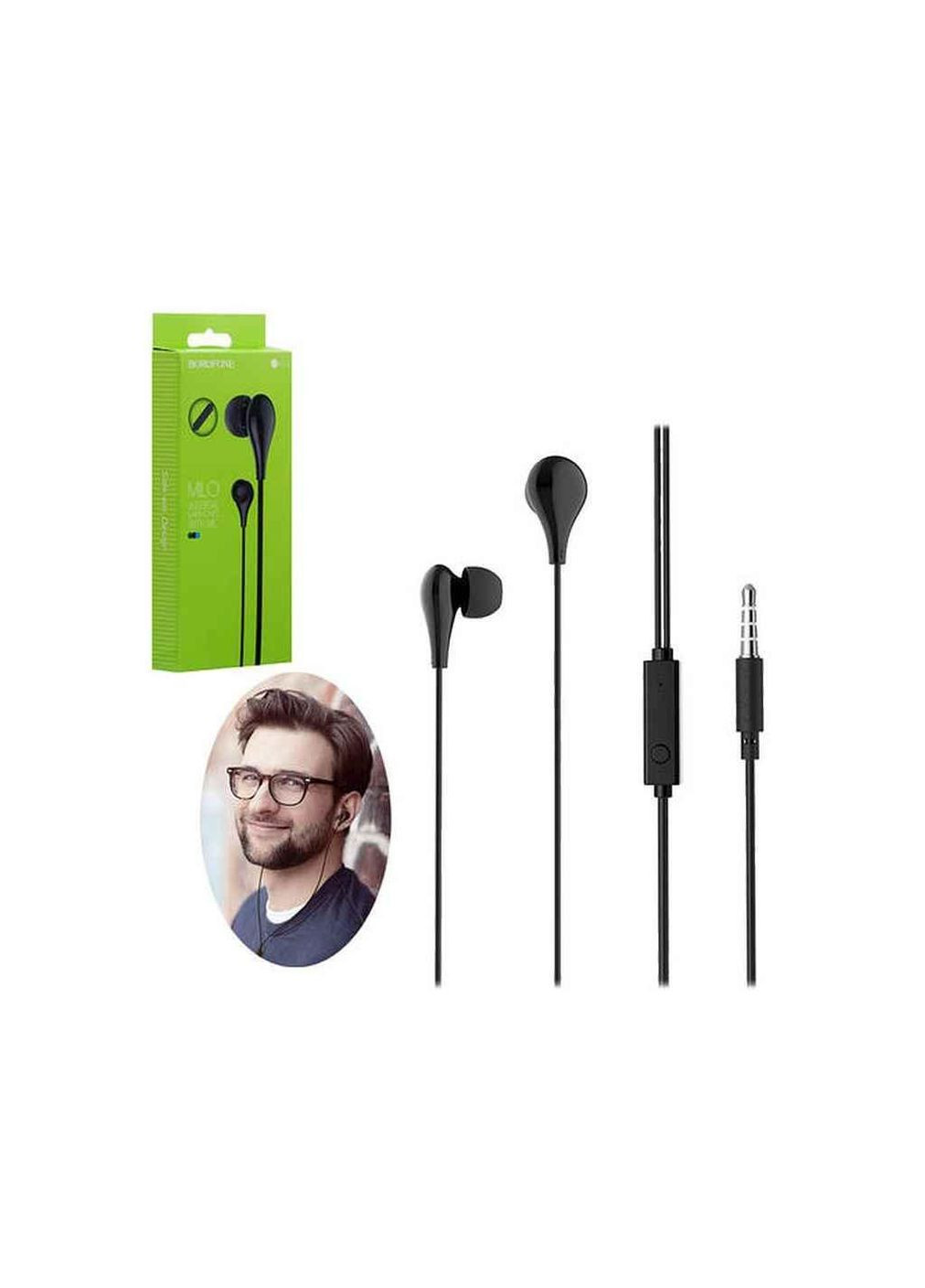 Наушники вакуумные с черным микрофоном AUX BM24 ТМ Borofone (300290152)